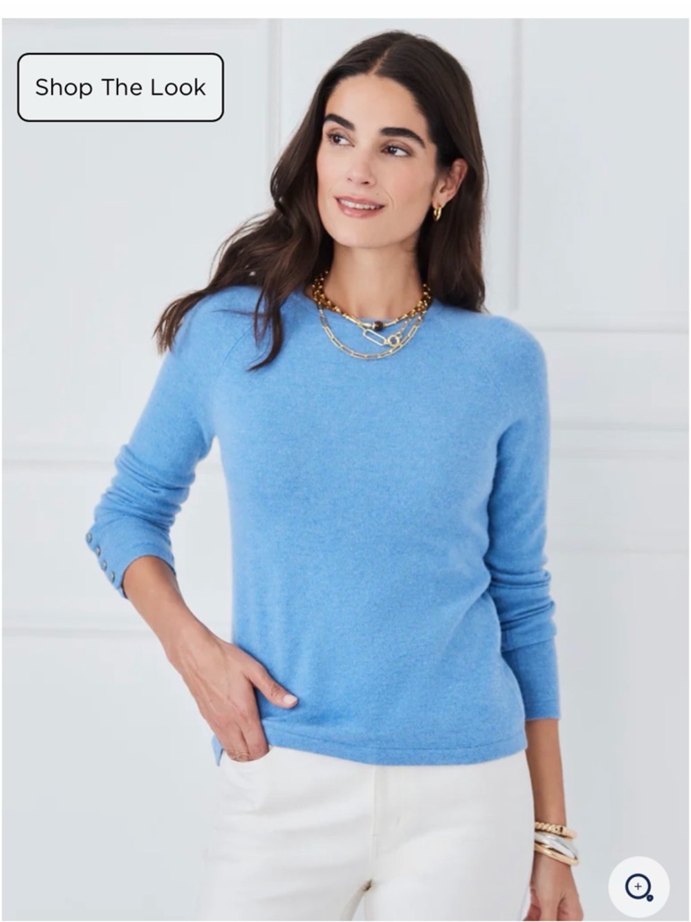 J. McLaughlin 100% Cashmere Crewneck Sweater Blue size L